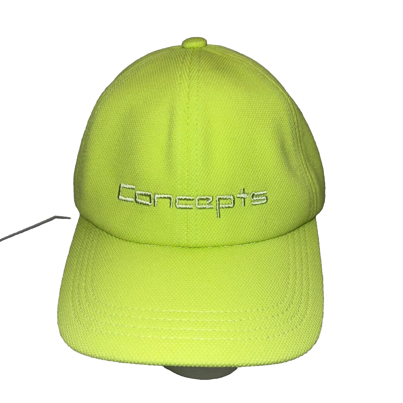 Concepts embroidered on the front of  Lime Green polyester hat Cap EUC