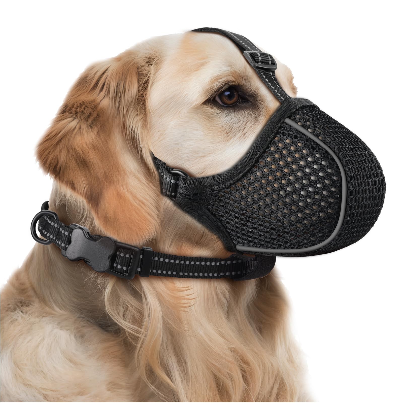Dog Muzzle,Soft Nylon Muzzles Anti Biting Barking Chewing,Breathable Reflecti...