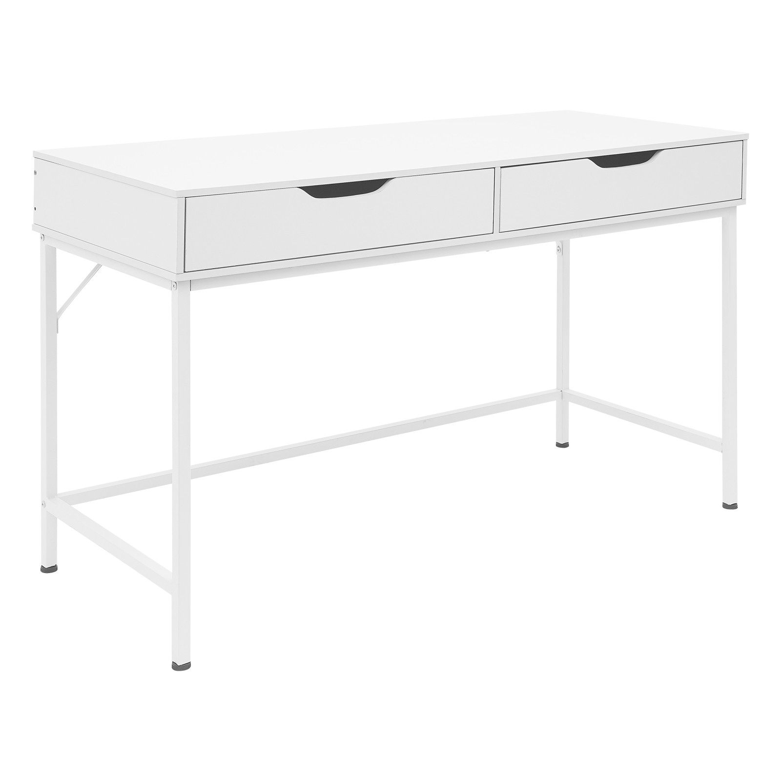 Computer Desk with 2 Drawers & Metal Frame Modern Study Writing Office Table