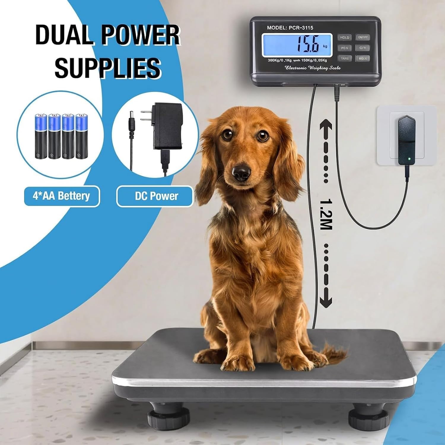 Shipping Scale 660lbs LCD Digital Platform Heavy Duty Portable Stainless Plat...