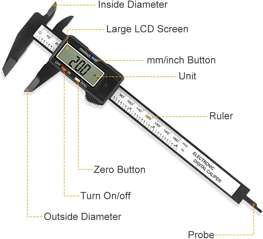Calibre Digital Acero Inoxidable Calibrador Pie De Rey Con Pantalla LCD Yestuche