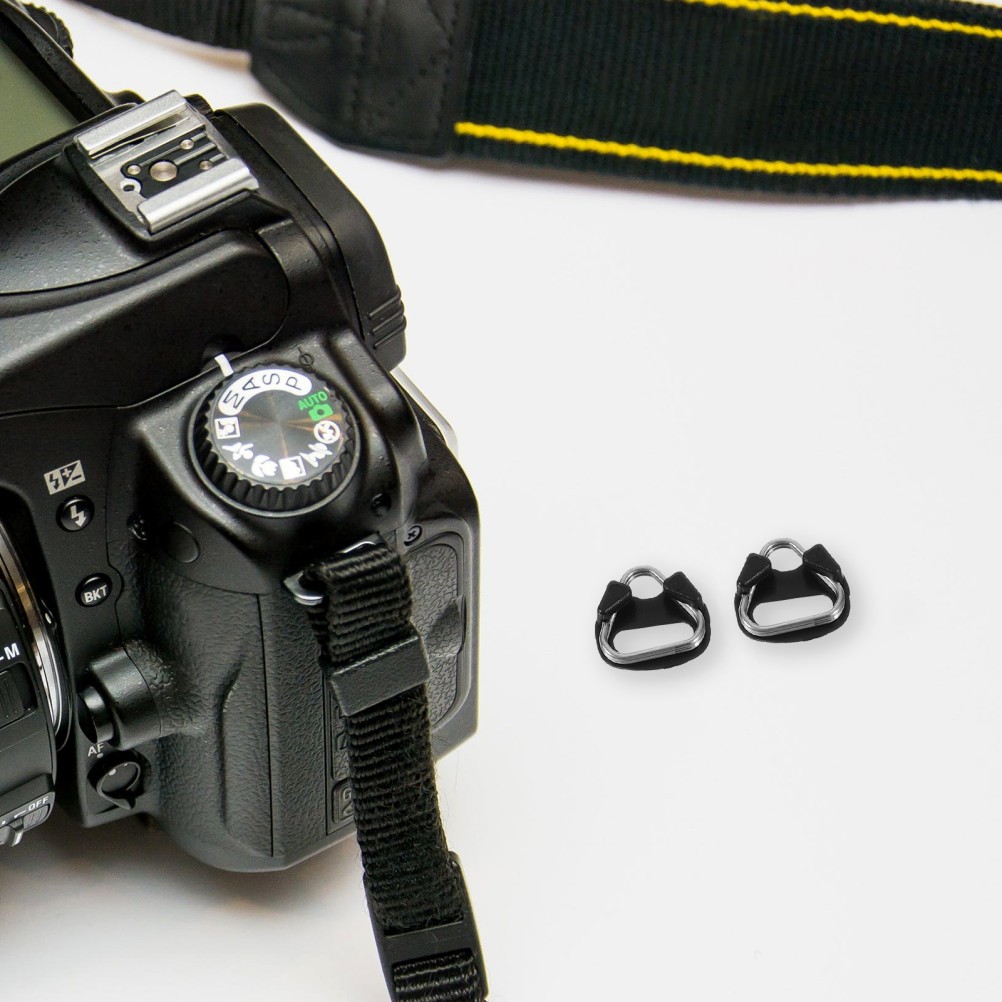 1 Set Reusable Camera Strap Adapter Clips with Lug Rings Black ABS