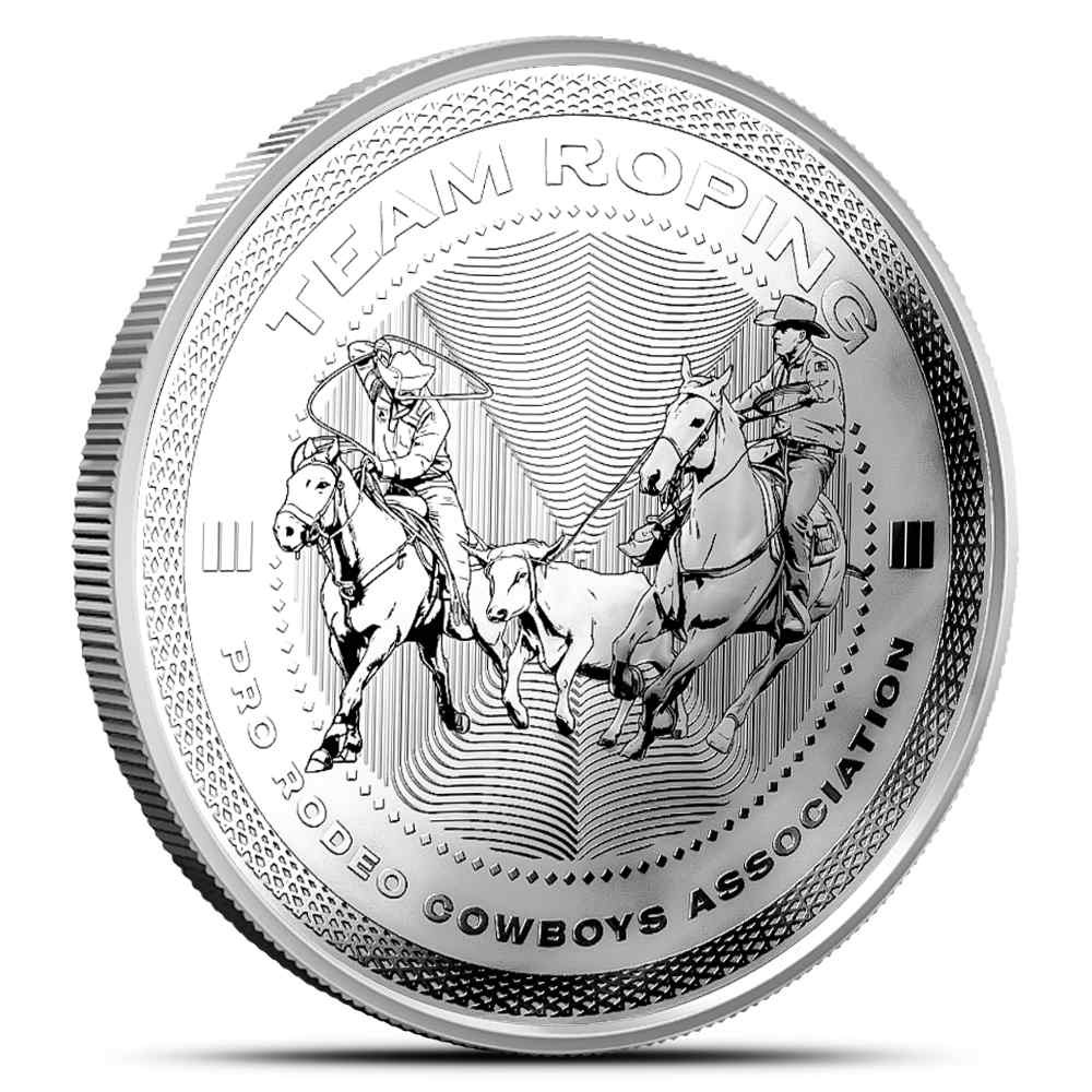 1 oz Reverse Proof Texas Mint PRCA Team Roping Silver Round (Capsule, Box)