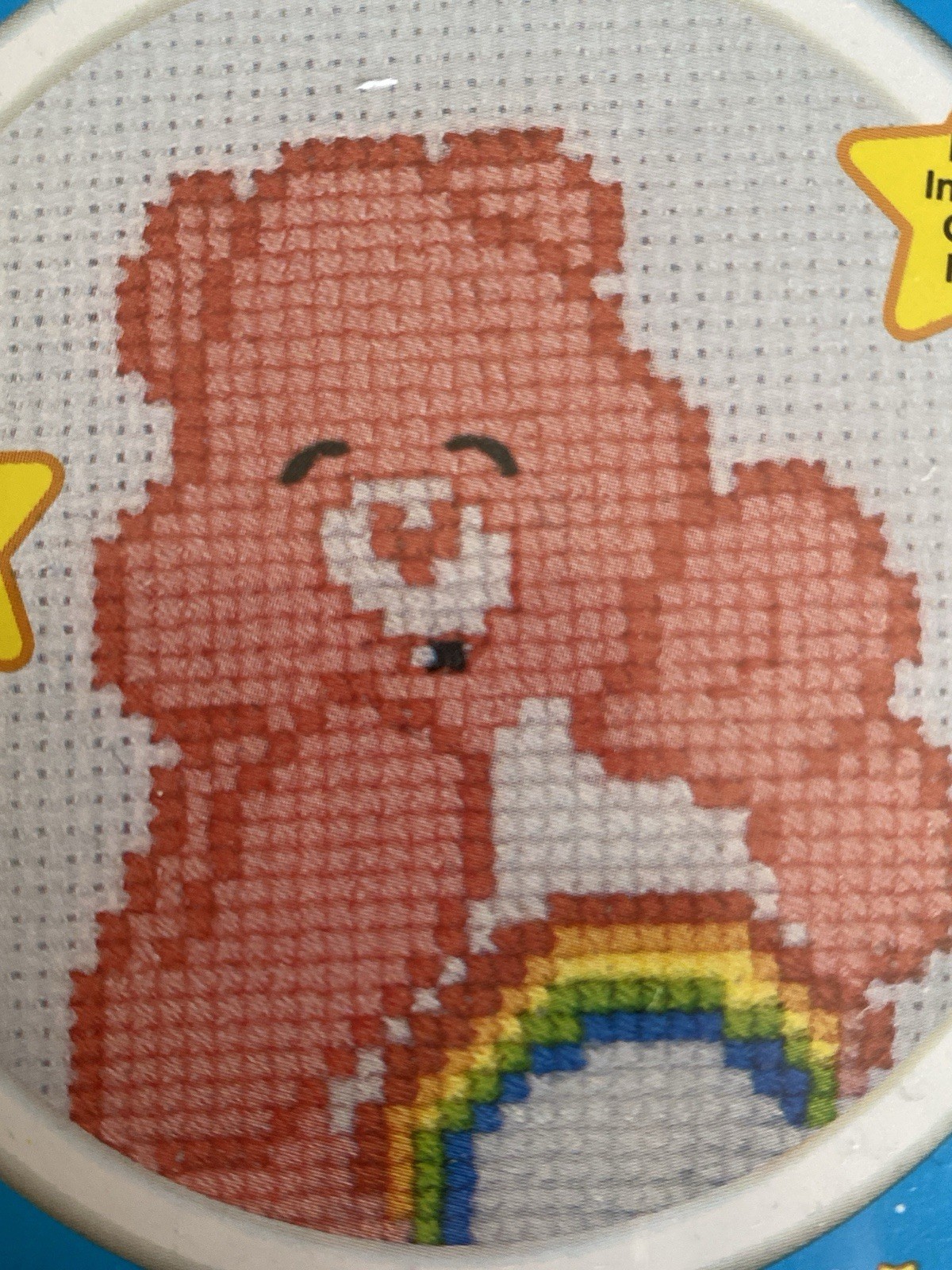 Care Bears Cheer Bear Cheerful Day Counted Cross Stitch Pattern 2.89” Round