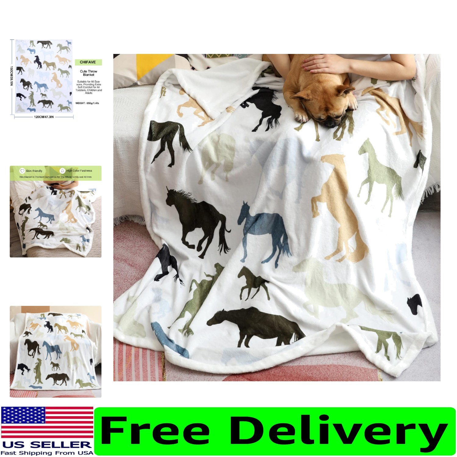 Hypoallergenic Soft Horse Blanket for Kids & Adults - Perfect All-Season Gift