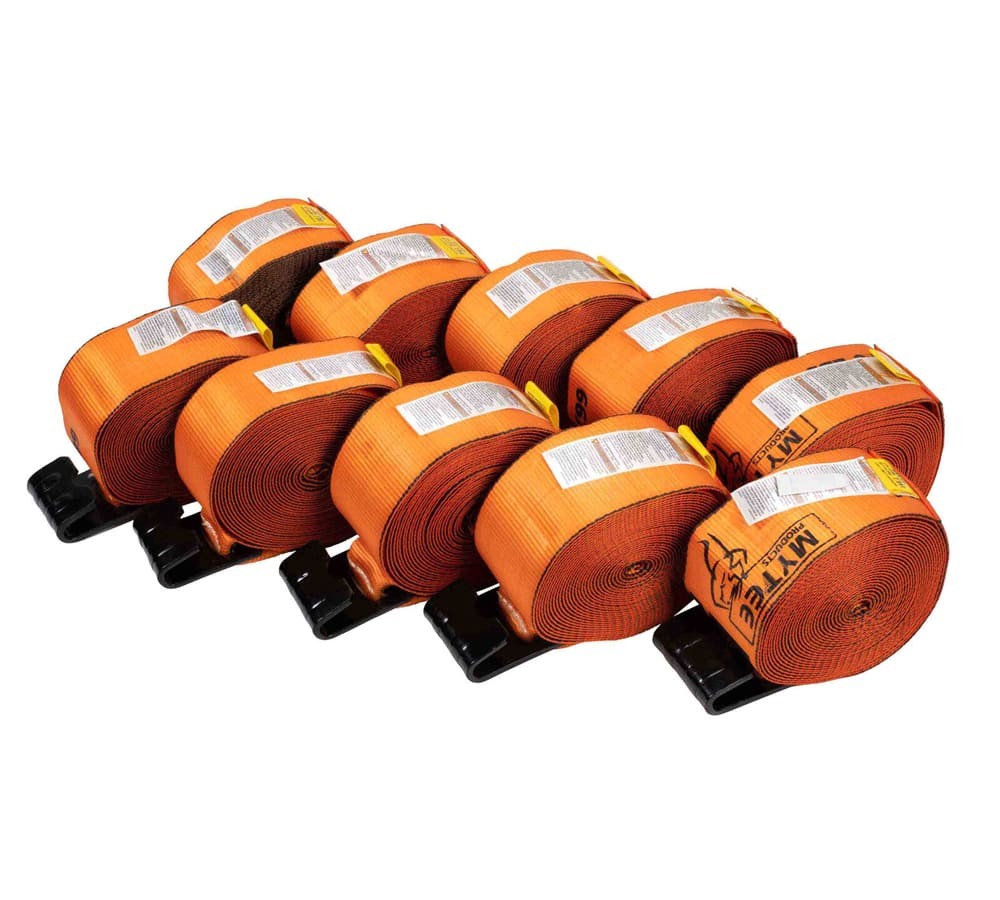 (10 Pack) 4" x 30' Winch Strap with Flat Hook - High Abrasion Orange