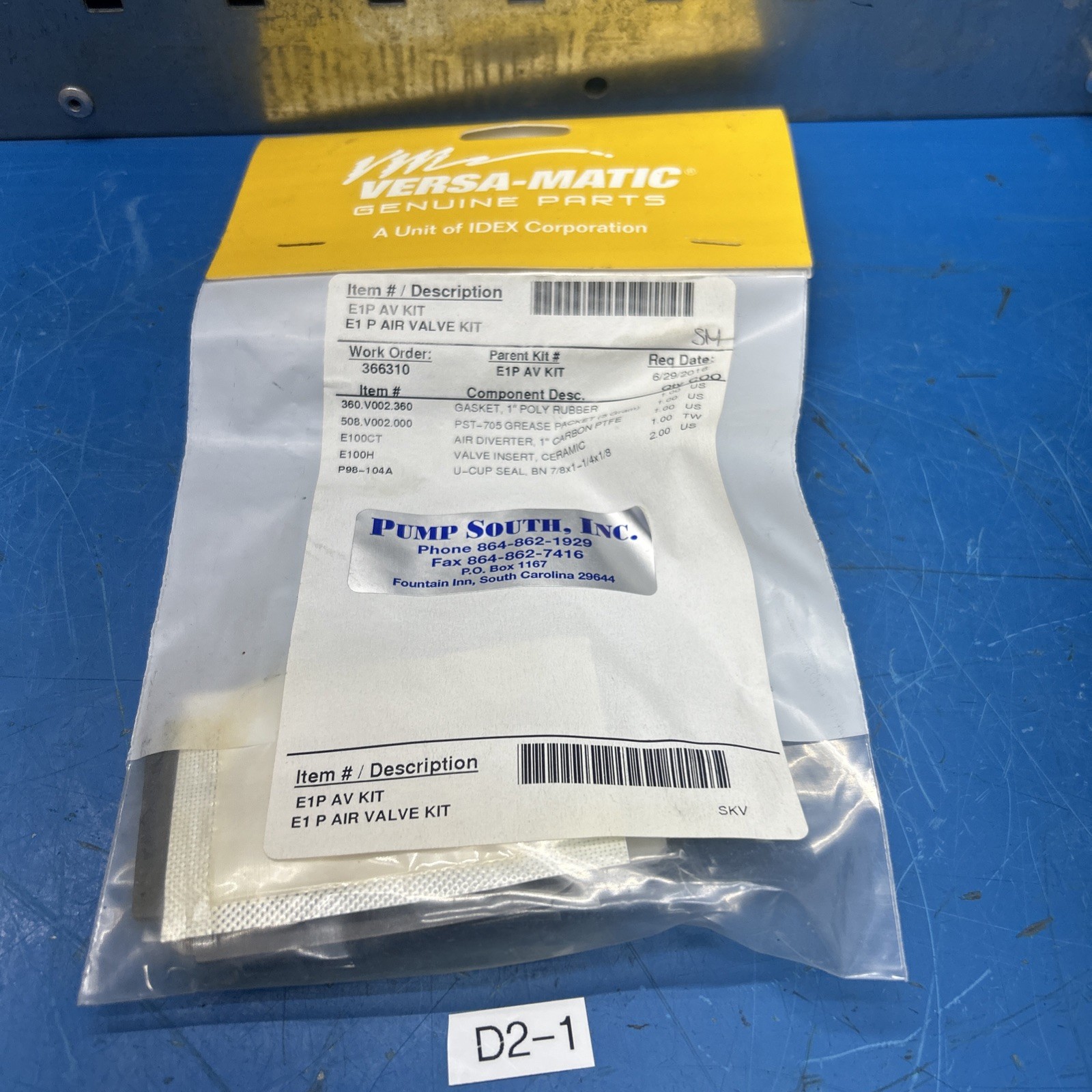 New Versa-Matic E1P AV KIT, Air Valve E1P Repair Kit