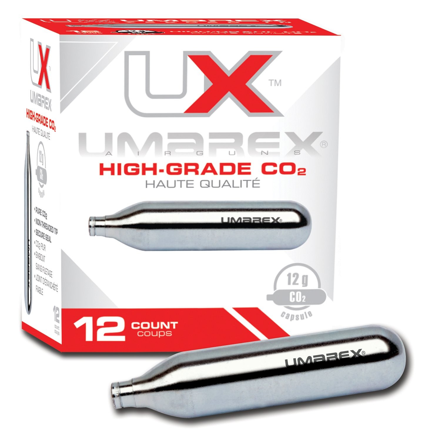 Umarex High-Grade CO2 Cartridges for Pellet Guns, 12 GRAM (PACK OF 12), Multi