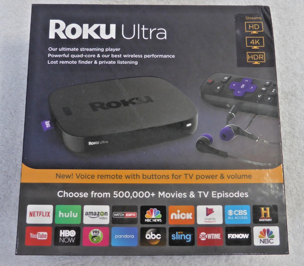 Roku Ultra with Voice Remote 4K 4660R + Headphones Earbuds