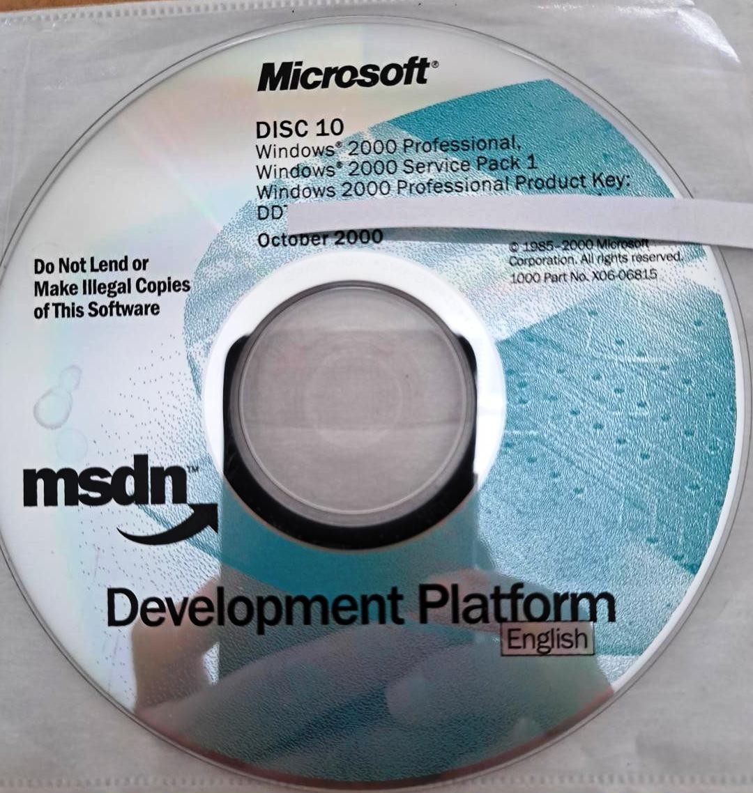 Windows 2000 Professional Full Version & SP1 w/ Product Key License