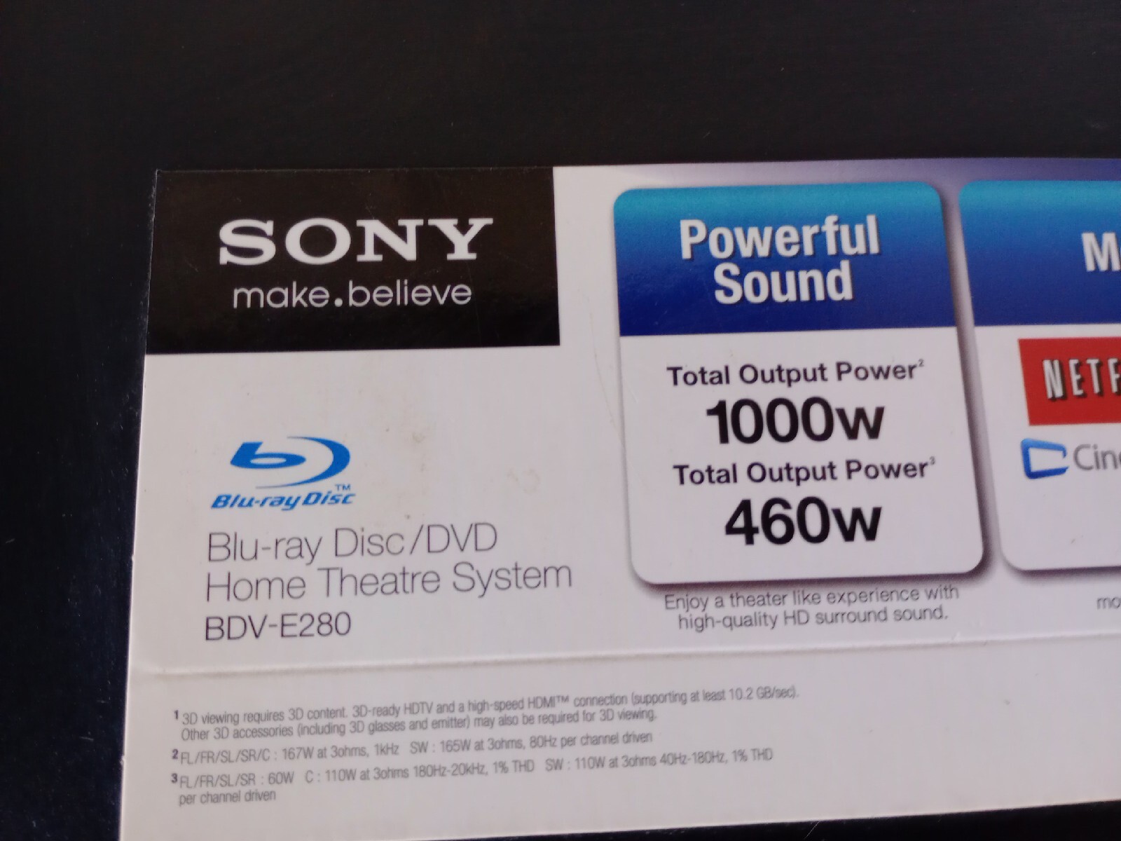 SONY BDV-E280 3D DVD Bluray / NO REMOTE Tested Great Condition