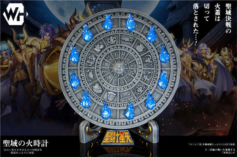 Saint Seiya Fire Clock Statue Resin WH Studio Model Lights Wall Hanging 30cm