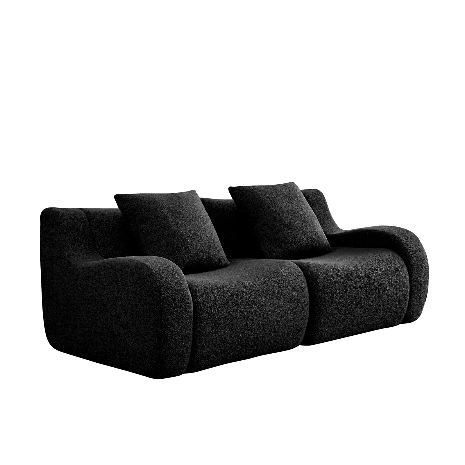 Teddy Fabric Modular Sectional Sofa, 2 Seat, Black, No Assembly