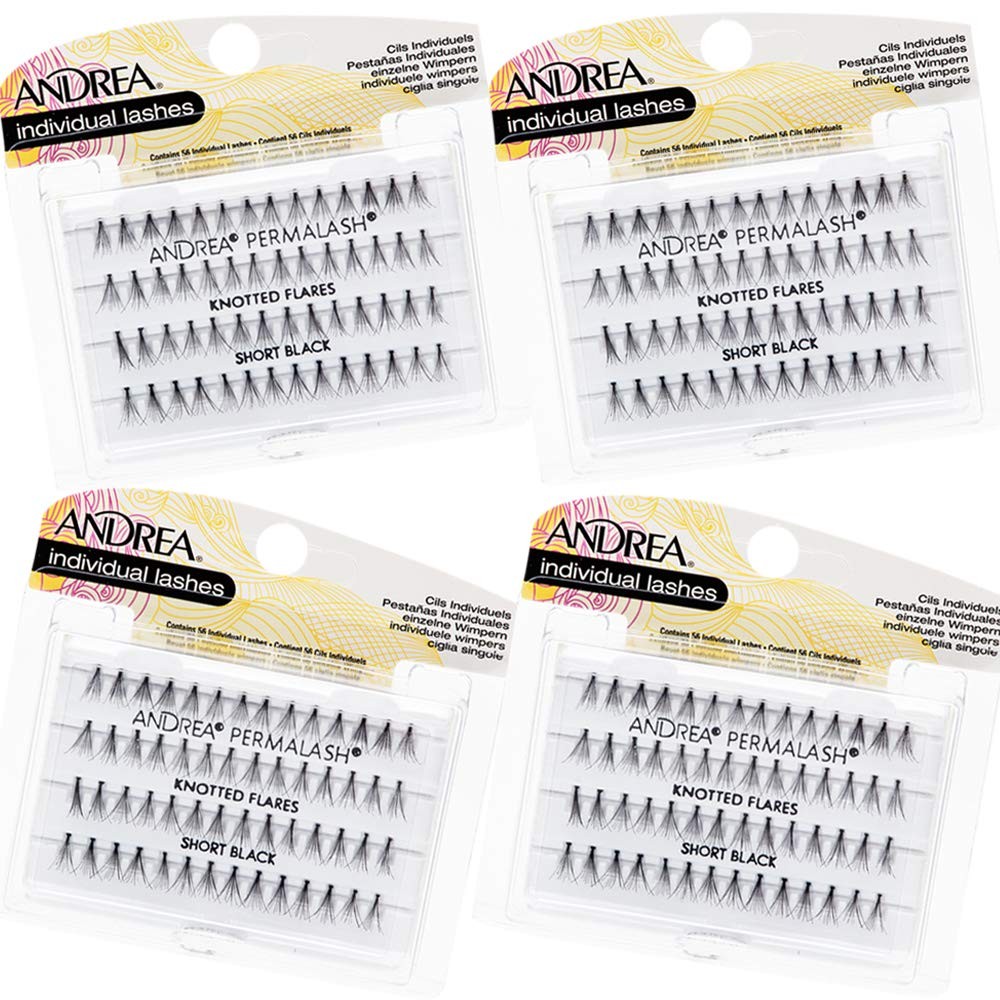 Andrea Individual Lashes Knotted Flares, Short - 1 count (Pack of 4), Black