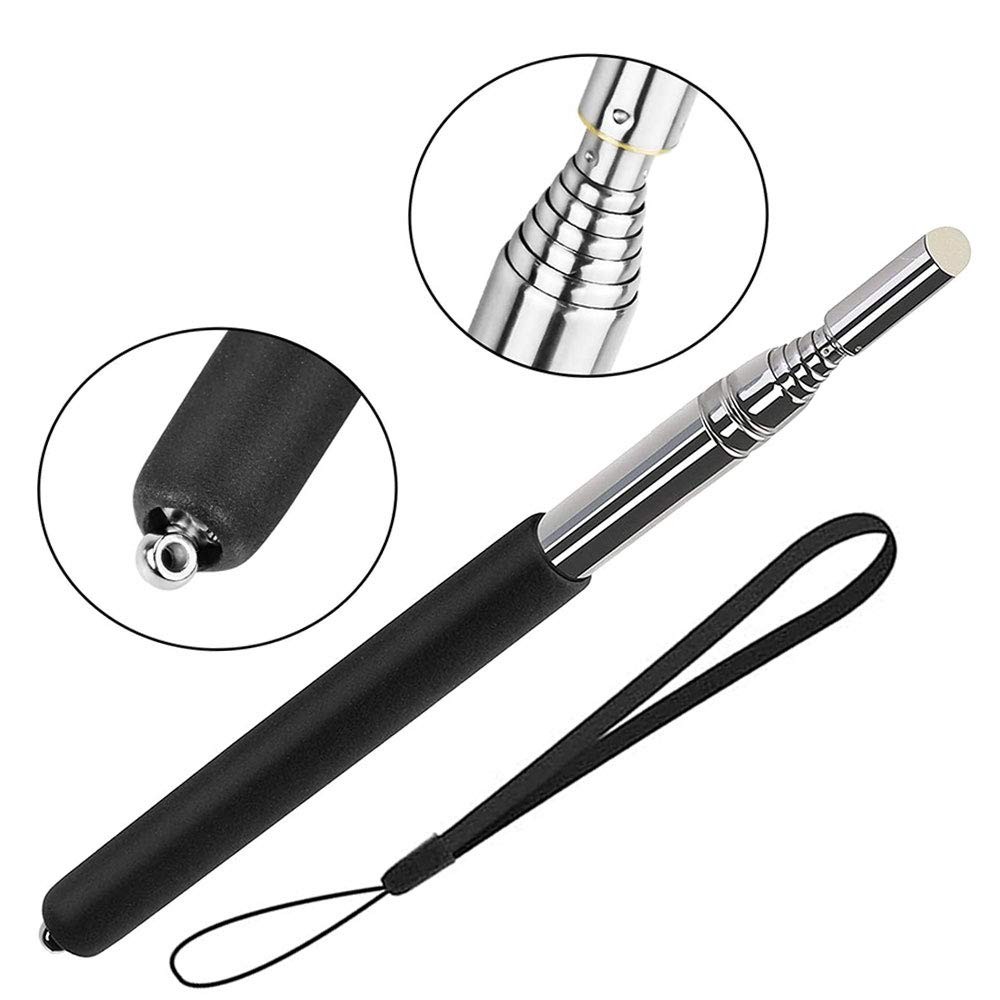 VOVIGGOL Telescopic Teacher Pointer Stick with Hand Lanyard, Teaching Black
