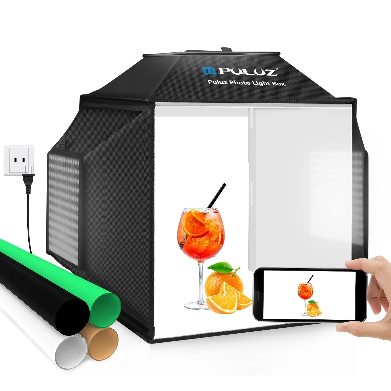 Caja De Luz Profesional Para Fotografia Con Cuatro Fondos De PVC Lujo