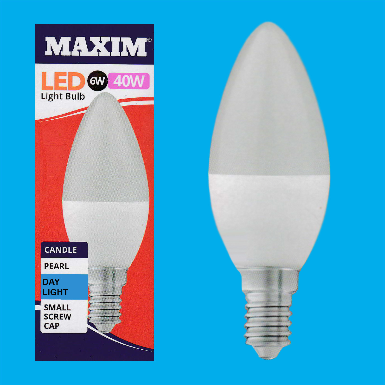 6x 6W (=40W) LED Pearl 6500K Daylight White SES E14 Candle Light Bulb Lamp