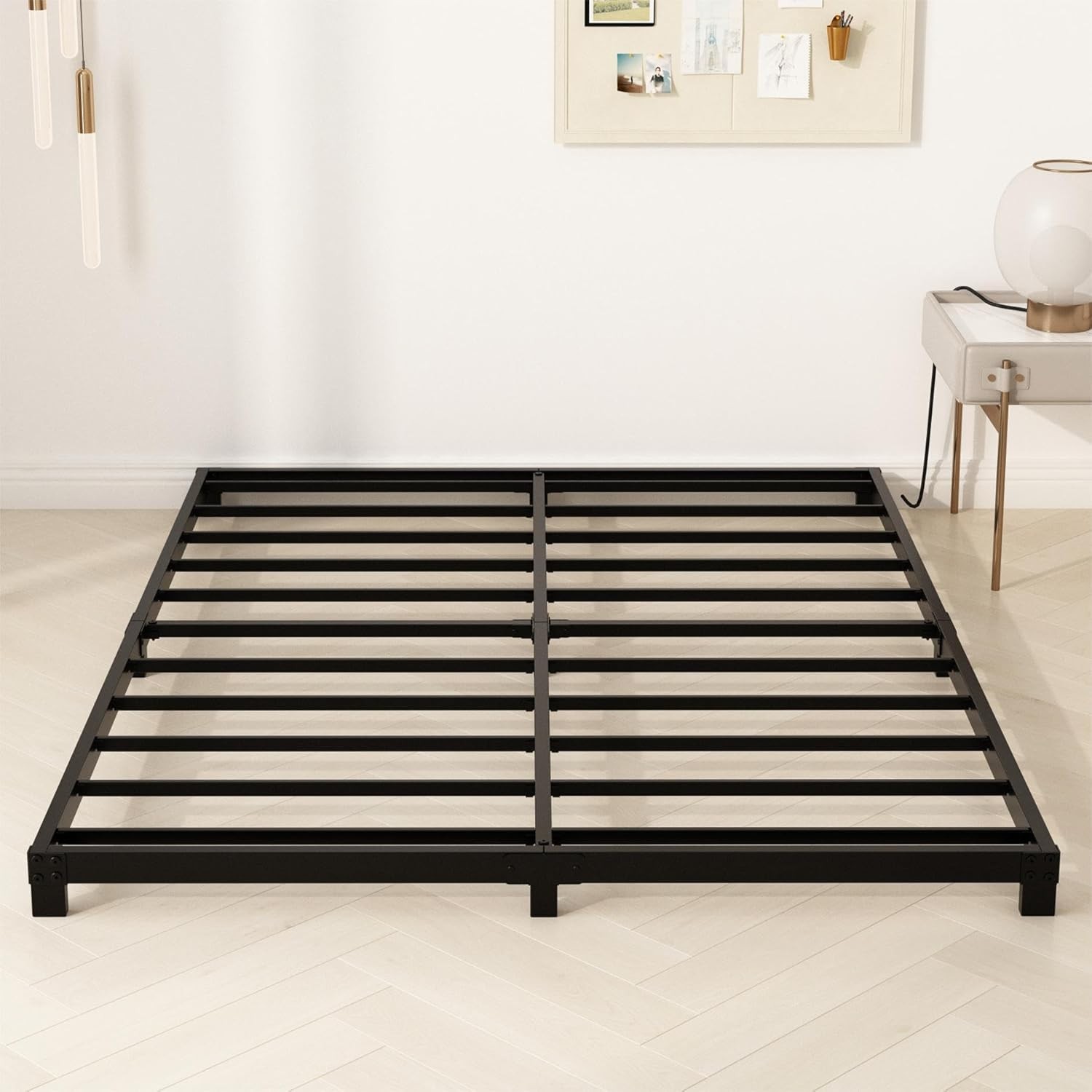 4 Inch Full Size Bed Frame Heavy Duty Metal Platform Low Bed Frame Full No Box