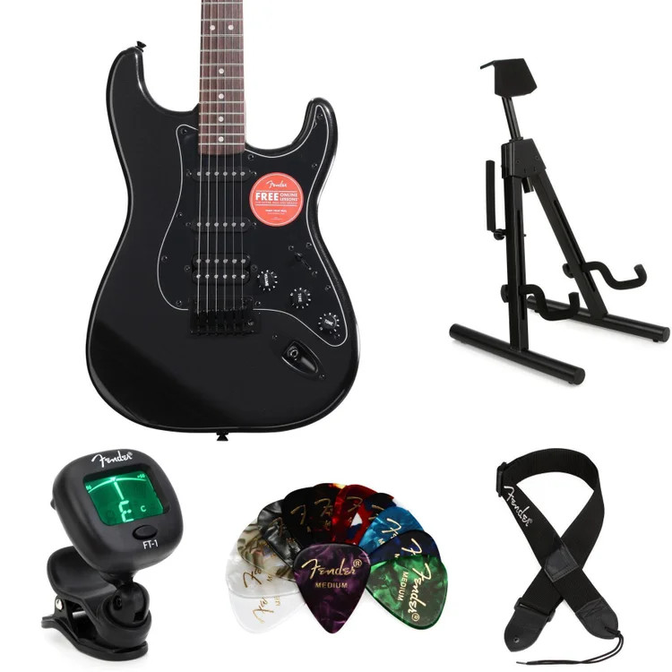 Squier Affinity Series Stratocaster HSS Electric Guitar Essentials Bundle -