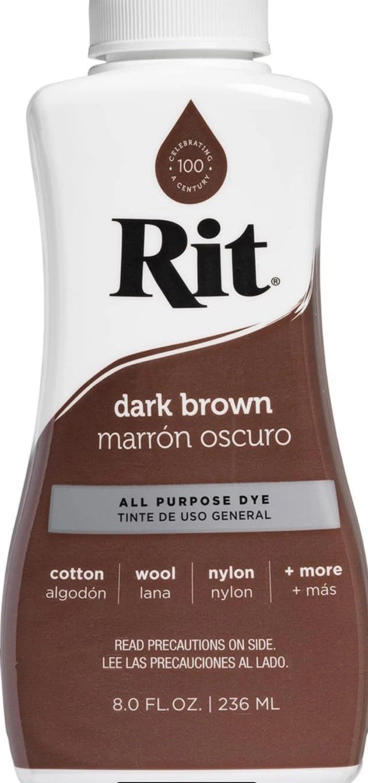 Rit All-Purpose Liquid Dye, Dark Brown 8 Fl Oz (Pack of 1),
