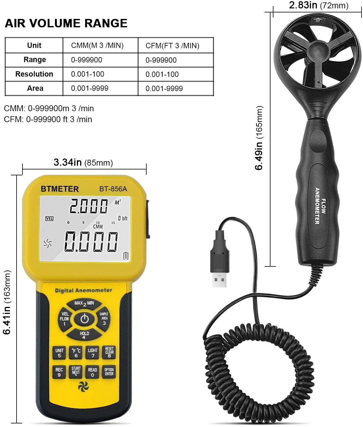 Pro HVAC Anemometer Handheld CFM Meter Wind Speed Wind Flow Meter with Backlight