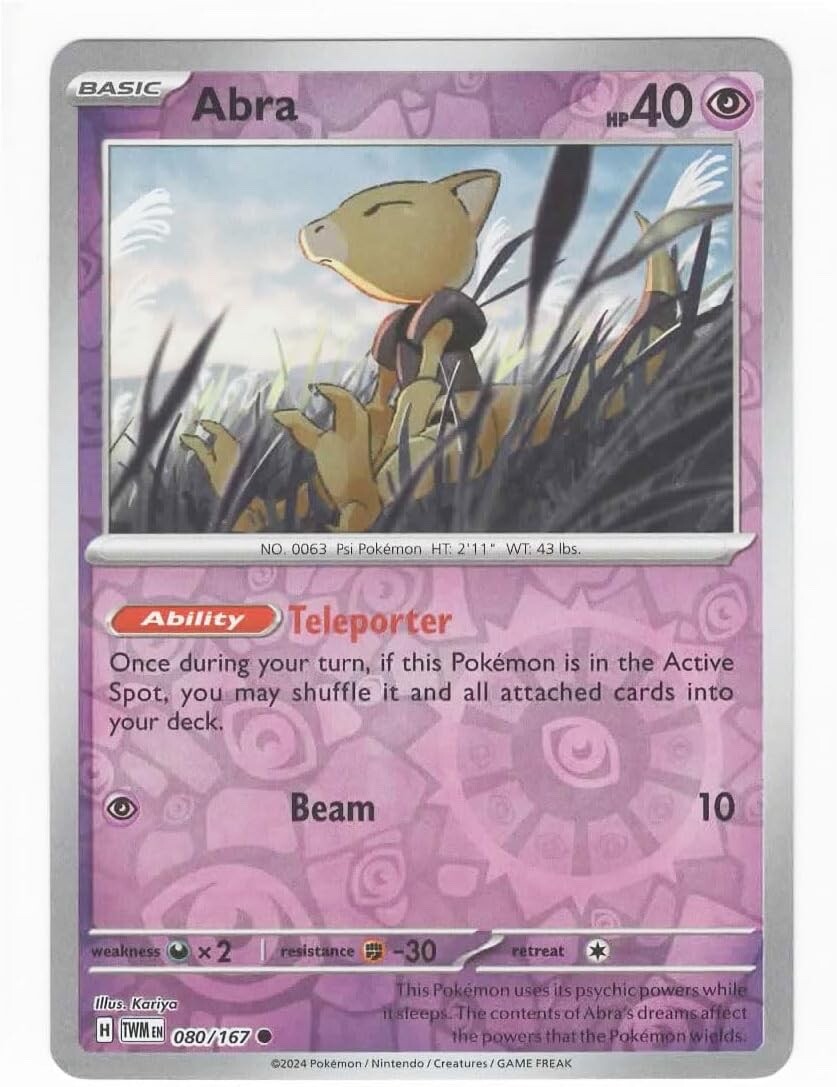 Pokemon - Twilight Masquerade - 080/167 Abra - Reverse Holo - NM/M
