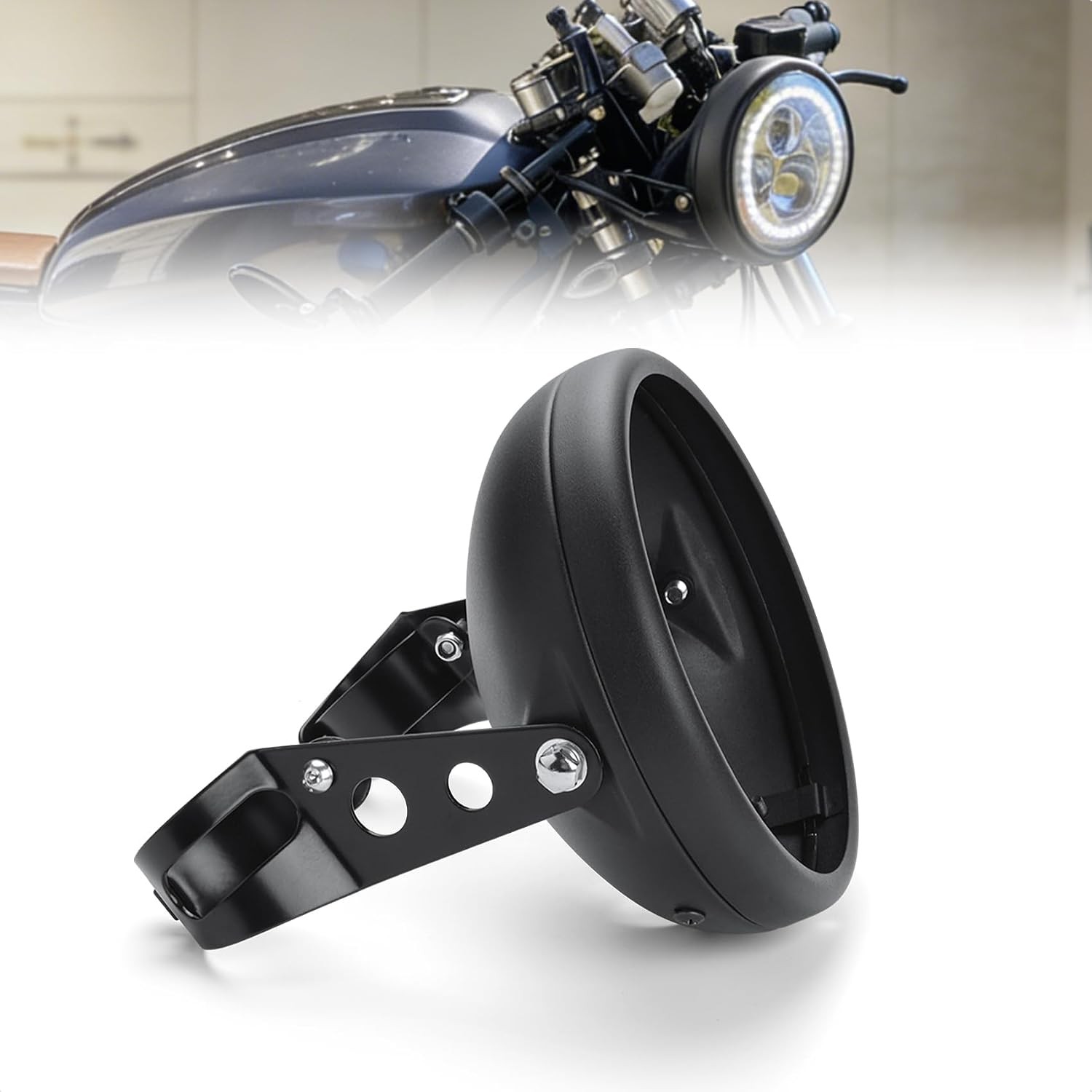 7 Inch Motorcycle Headlight Housing, Adjustable 35–48mm Fork Mount Bracket
