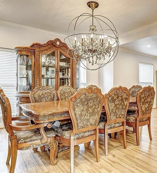 Dining Room Set 9-Piece with 8 Wooden Chairs. Leaf Insert Included