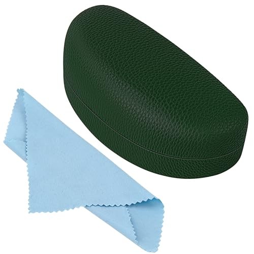 bvya Hard Shell Sunglasses Case with Cleaning Cloth, Leather New Dark-blue