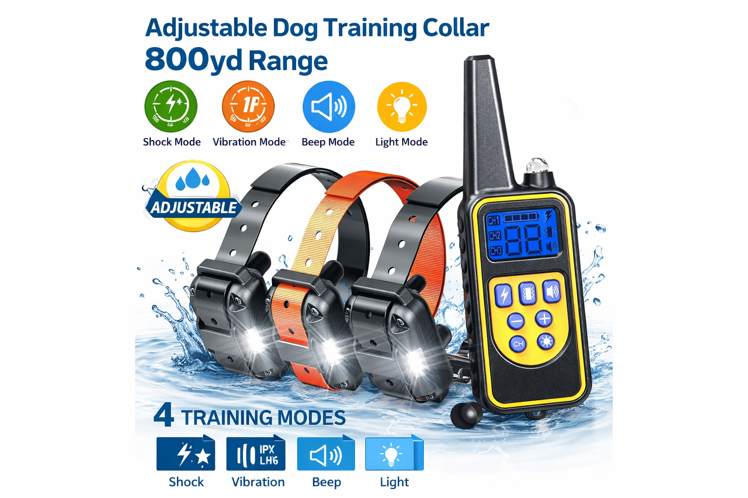 Dog Shock Collar 3000FT Training Collar for 3 Dogs Rechargeable Remote Shock Pet