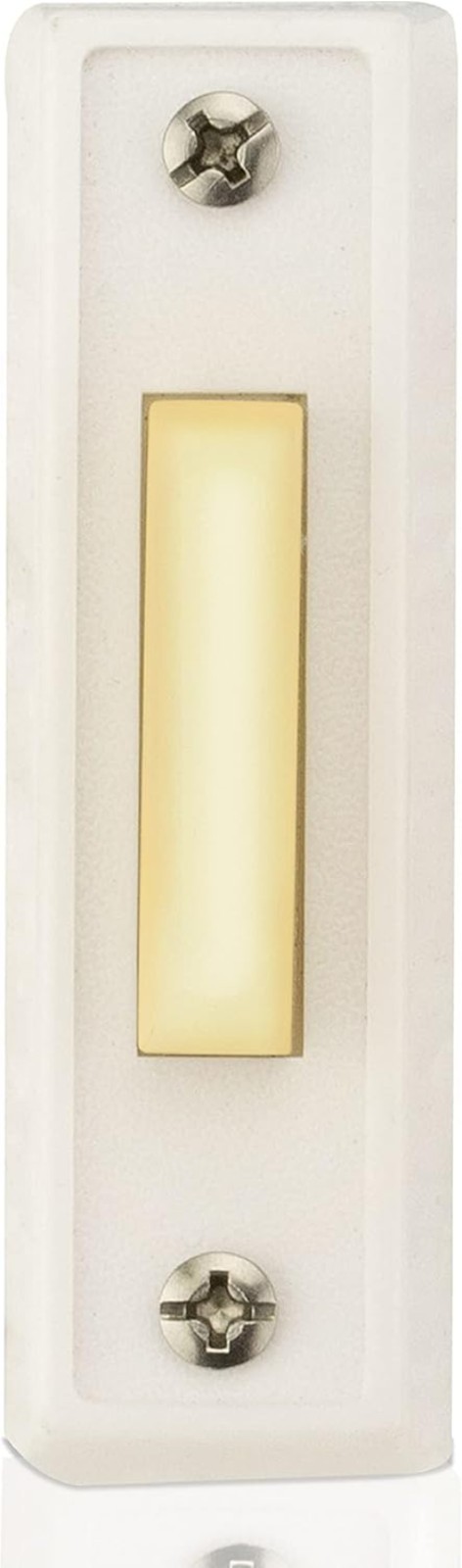 Durable Rectangular Lighted Doorbell Button - Easy Wall Mount Solution in White