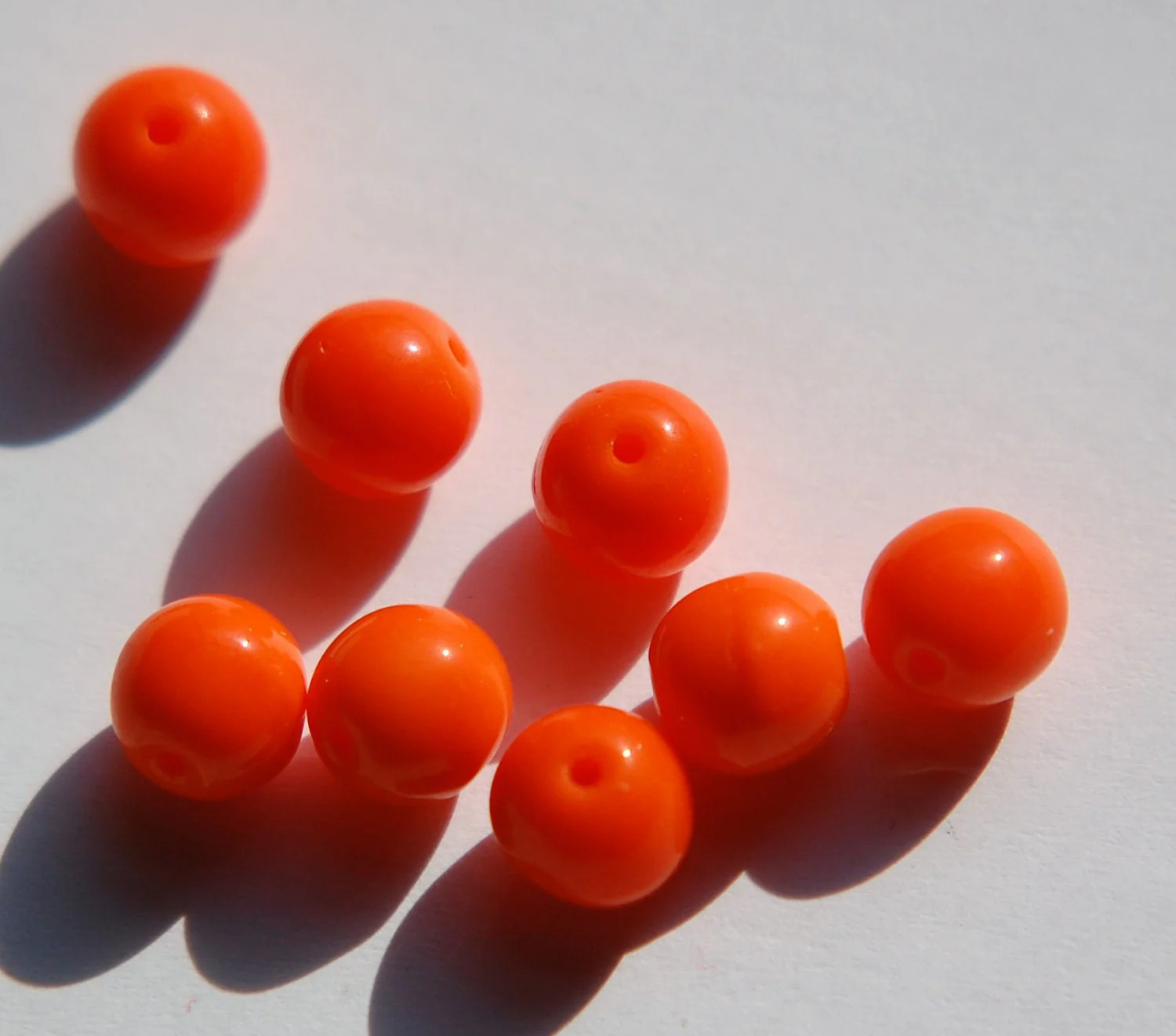 Vintage Orange Glass Beads Japan 6mm (10)  jpn001A
