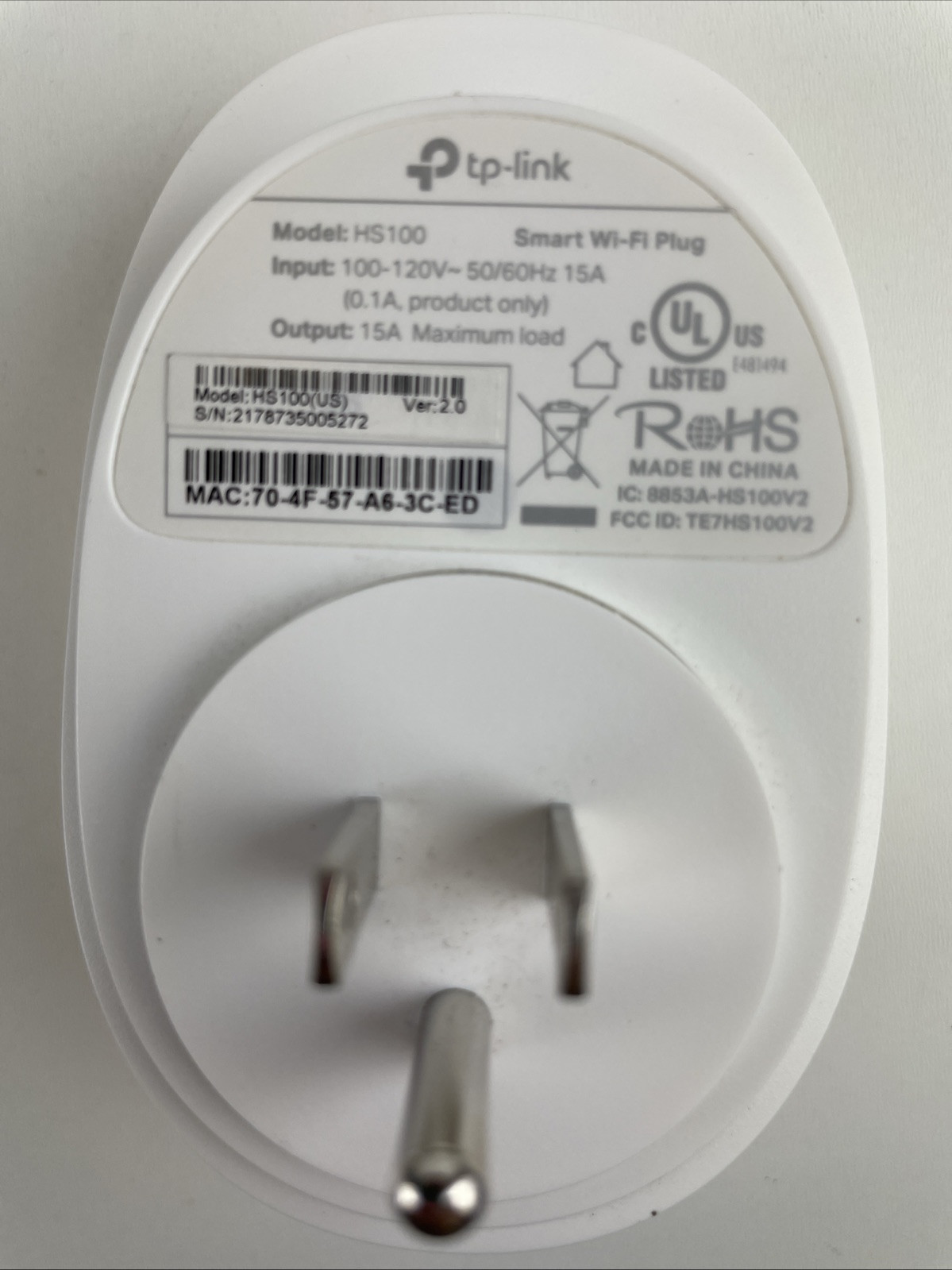 TP-LINK HS 100 SMART Wi-Fi PLUG - IT WORKS WITH ALEXA