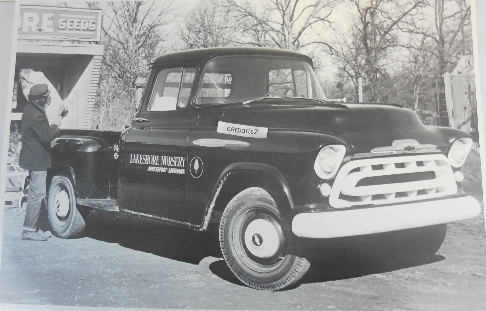 12 By 18" Black & White Picture 1957 Chevrolet 3600 Pickup Shreveport Louisiana