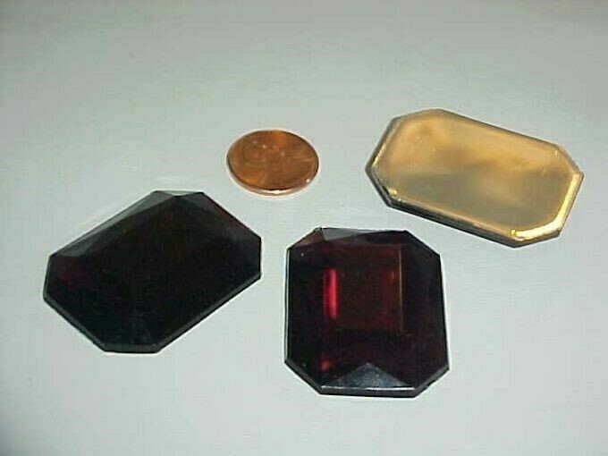 6 VINTAGE AMETHYST ACRYLIC 40x30mm. OCTAGON FLAT BACK JEWEL CABOCHONS L666