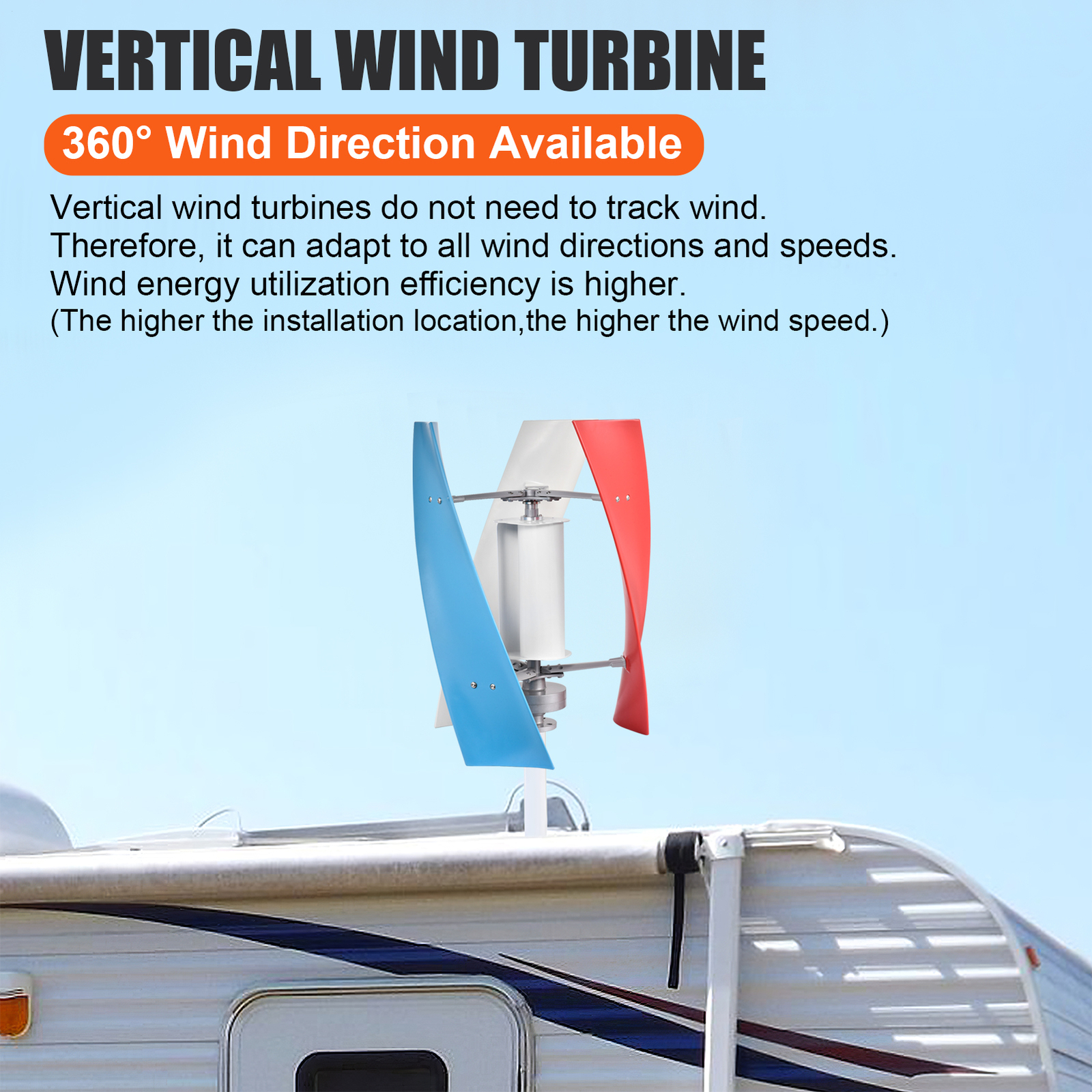 3000W 24V Vertical Axis Power Boost Wind Turbine Generator w/ Controller US