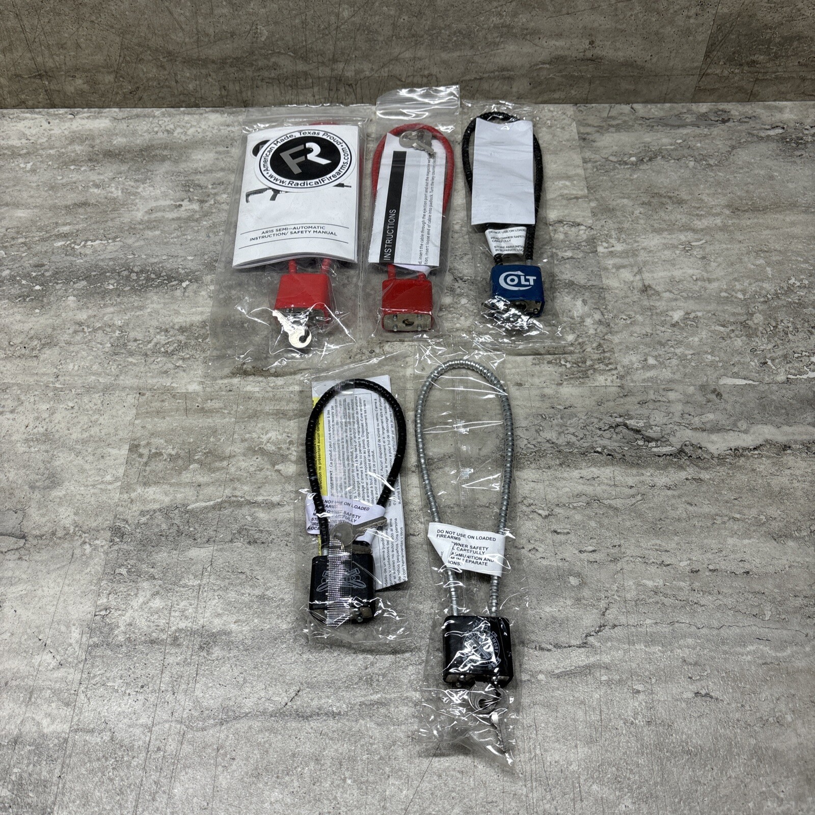 Lot Of 5 Various Weapon Cable Safety Lock, Colt, Springfield, PSA… New