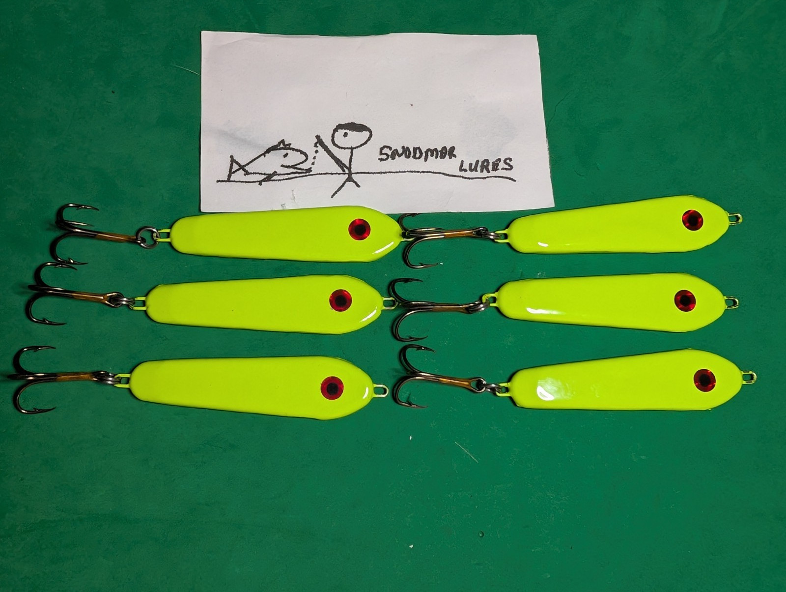 6 - 2 OZ  SLAB SPOON FISHING JIGGING CASTING LEAD LURES Chartreuse