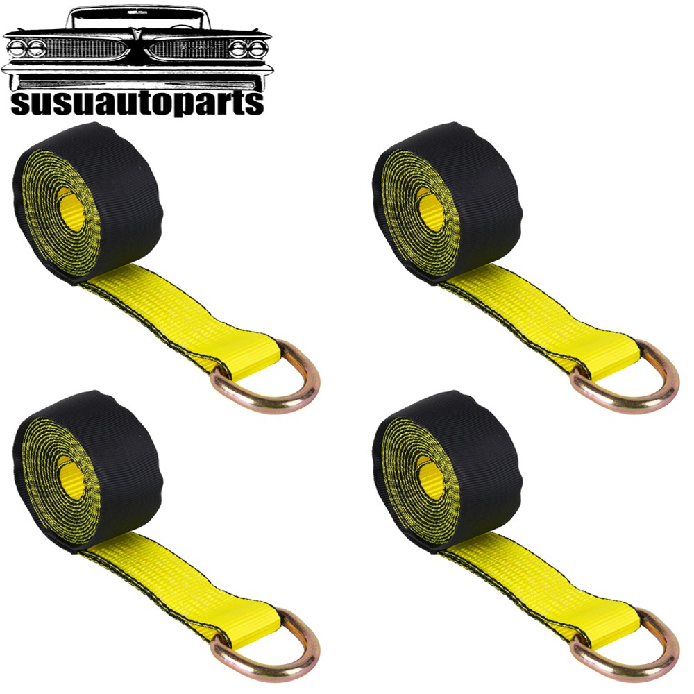4 Pack 12" Lasso Strap Tire Wheel Tie Down Flatbed Tow Truck Car Hauling Trailer