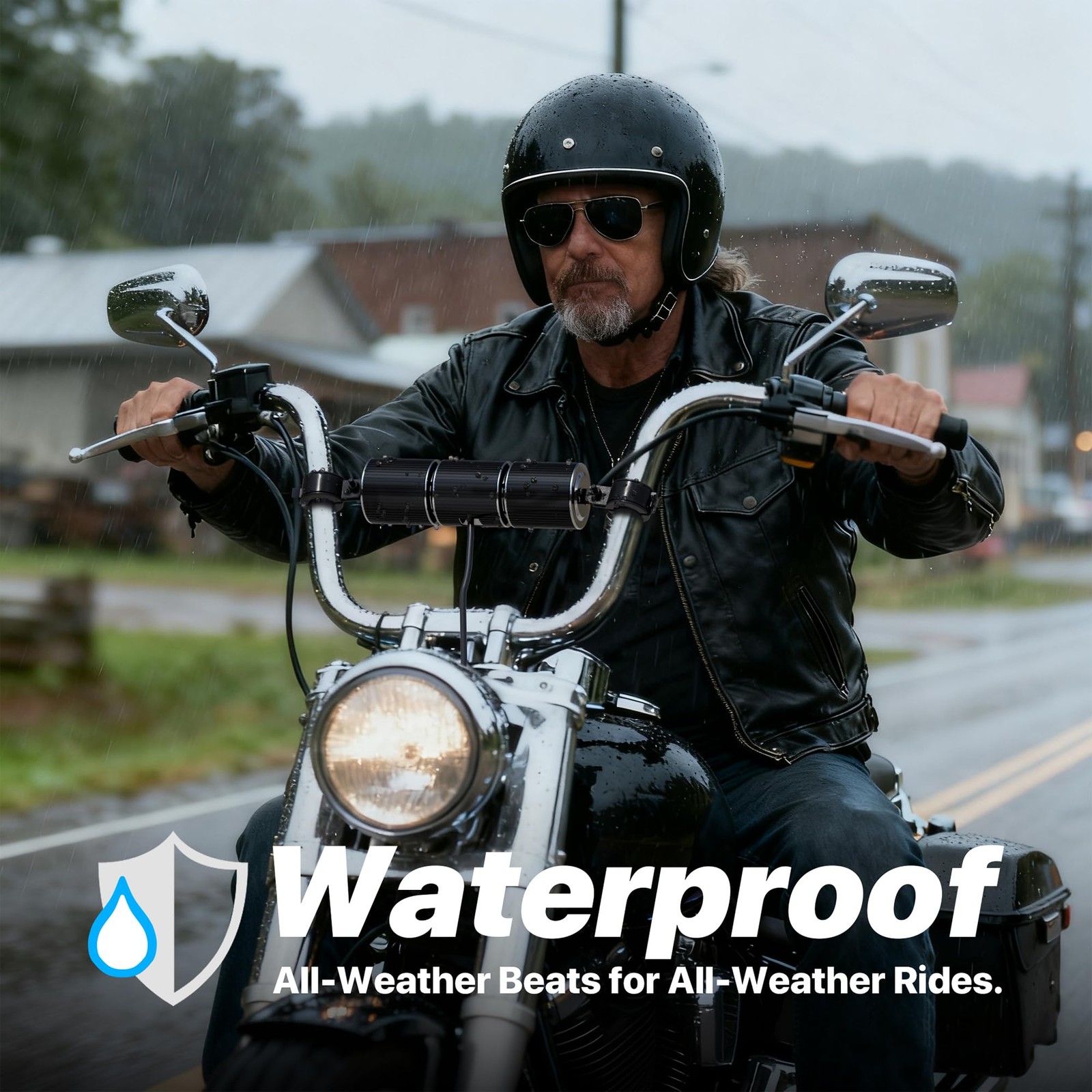 Motorcycle Speakers Bluetooth, Waterproof Motorcycle Audio System Built-in Am...