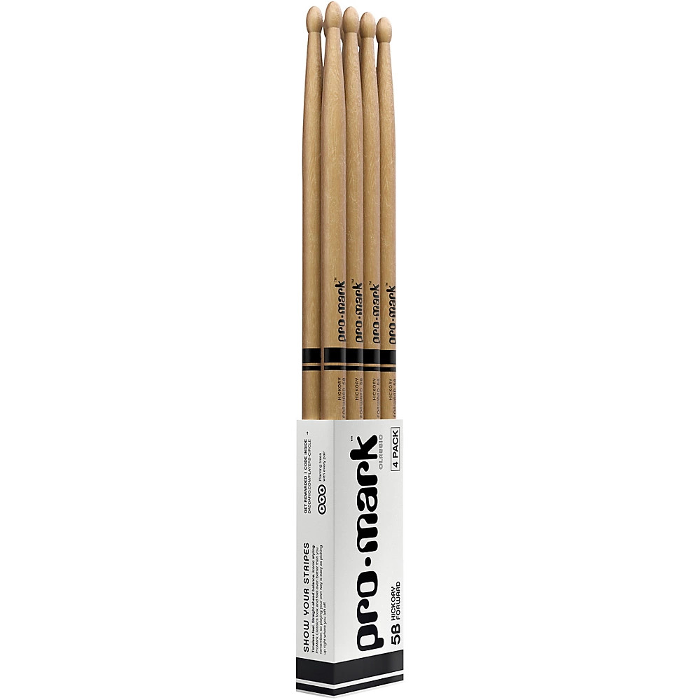 Promark Buy 3 Pairs of Hickory Wood Tip 5A Sticks and Get One Free 5B Wood Tip