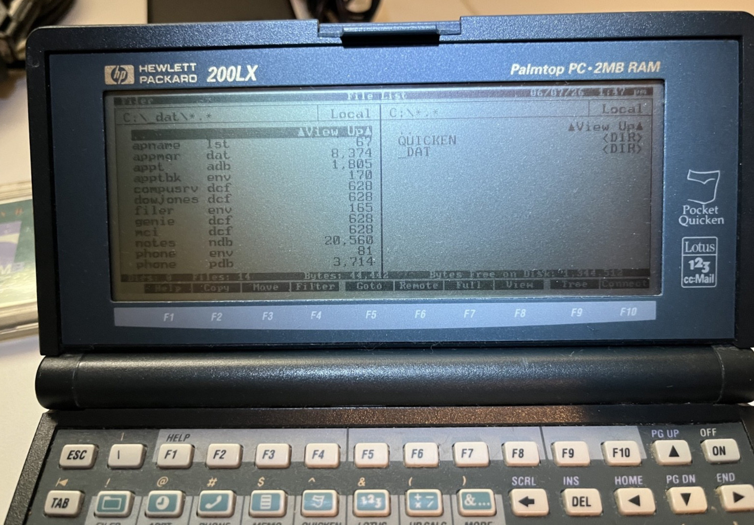 Vintage HP 200LX Palmtop PC 2MB RAM, 5MB Flash, Data Cable, AC Adapter, Manuals