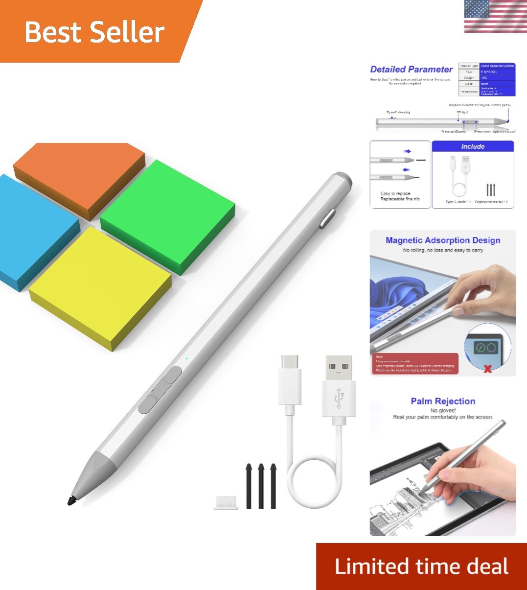 Surface Pen Stylus for Surface Pro 12/11AI+PC/11/10/X/9/8/7/7+/6/5/4/3, Surfa...