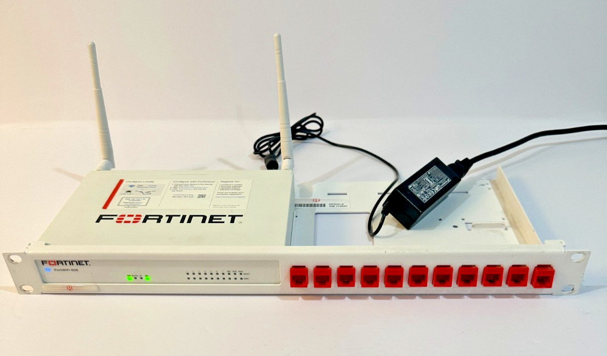 Fortinet FortiWiFi 60E FWF-60E with RM-FR-T10 Rackmount + Power Supply PARTS