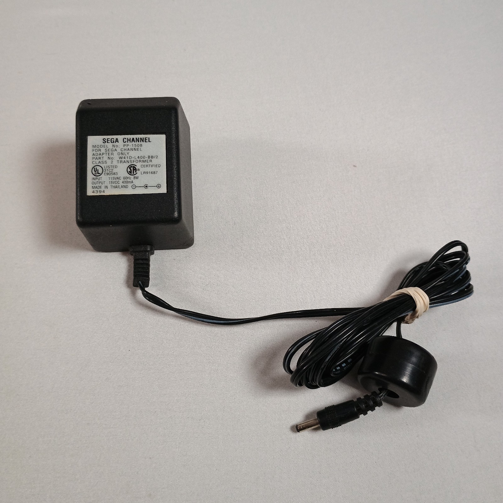 AC Adapter for Sega Channel, Model PP-1508, 15VDC, 400mA - W41D-L400-BB/2