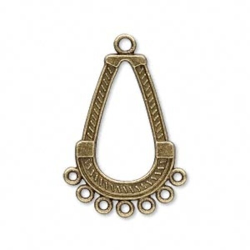 Antiqued Brass Teardrop Loop Charms Earring Findings 2 pcs