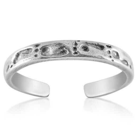 Footprints Design Toe Ring Genuine Solid Sterling Silver 925 Size Adjustable