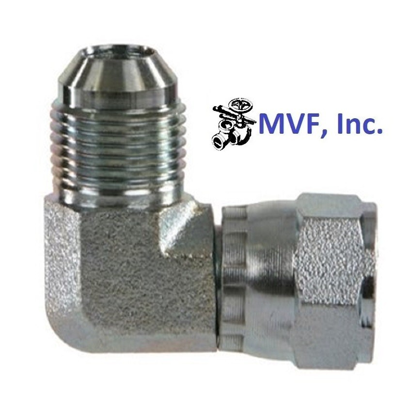 1/4" Male JIC x 1/4" Female JIC 90° Swivel Elbow 316 Stainless  6500-04-04-SS