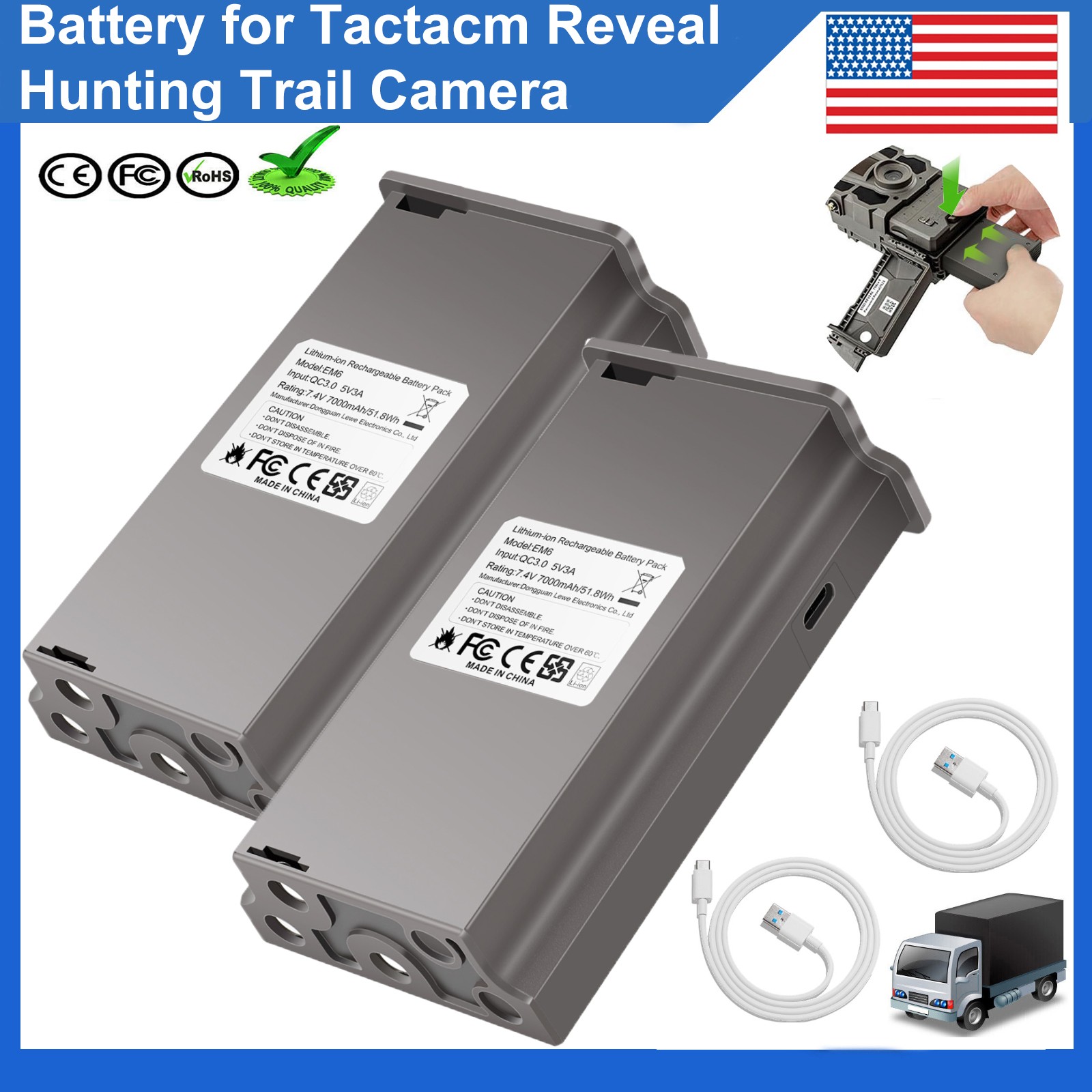 2PCS Rechargeable Battery for Reveal Hunting Trail Camera X Gen 3.0,2.0,Pro 3.0