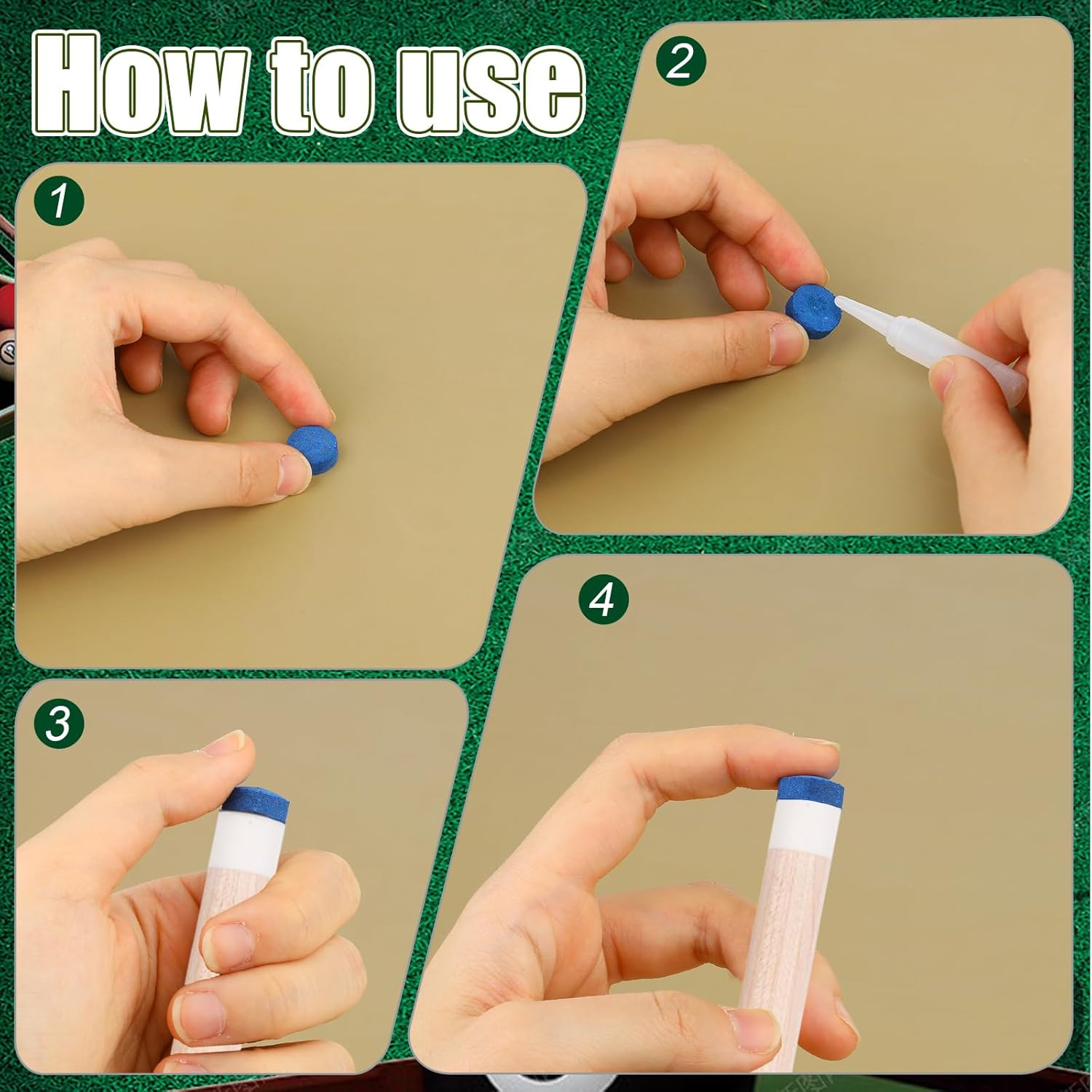 20 Pieces Billiard Pool Cue Tips, 13/12/10/9Mm, Pool Stick Replacement Tips with